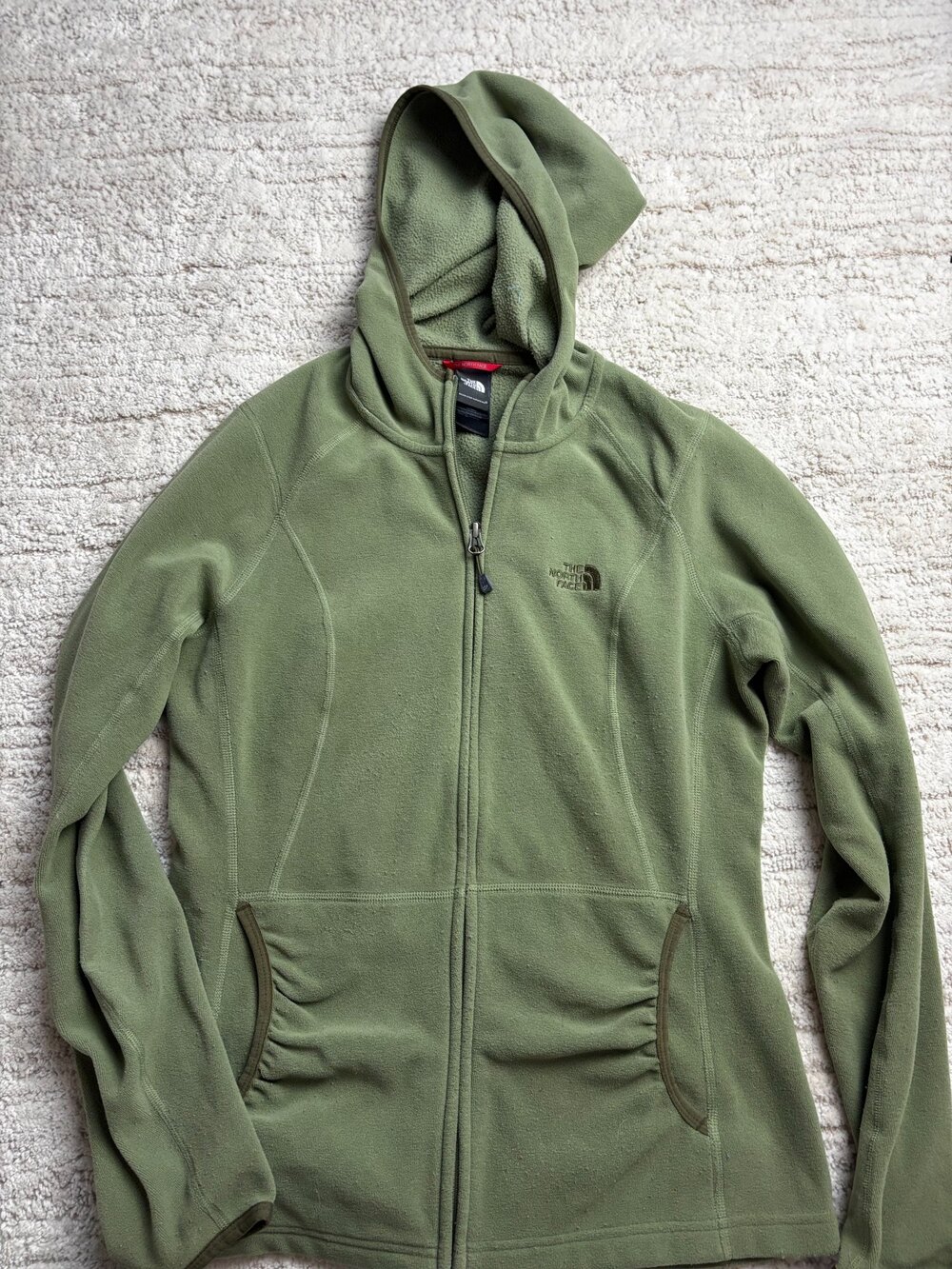 The North Face Polartec Fleece Zip Hoodie Womens M Olive Green